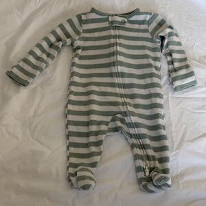 Carter's Green and White Striped Footed One-Piece